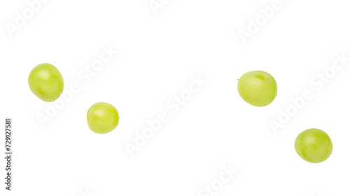Flat lay of green grape on white background