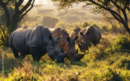 Peaceful Rhino Pasture Scene