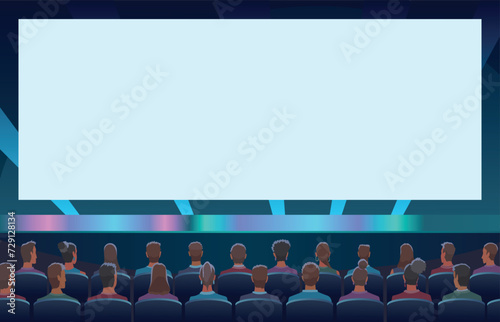 Business seminar speaker doing presentation and professional training about marketing, sales and e-commerce. Flat vector illustration of presentation conference and motivation for business audience