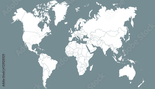 Fototapeta Naklejka Na Ścianę i Meble -  World map. Color modern vector map. Silhouette map	
