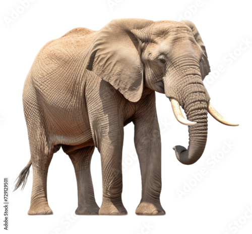 portrait of adult elephant looking forward isolated on transparent background  generative ai