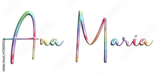 Ana Maria - multicolor - 3d name written - Three-dimensional effect, tubular writing- for websites, greetings, banners, cards, books, t-shirt, sweatshirt, prints, cricut, silhouette, sublimation 