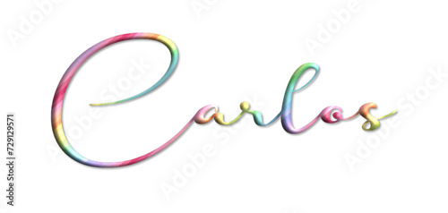 Carlos - multicolor - 3d name written - Three-dimensional effect, tubular writing- for websites, greetings, banners, cards, books, t-shirt, sweatshirt, prints, cricut, silhouette, sublimation 