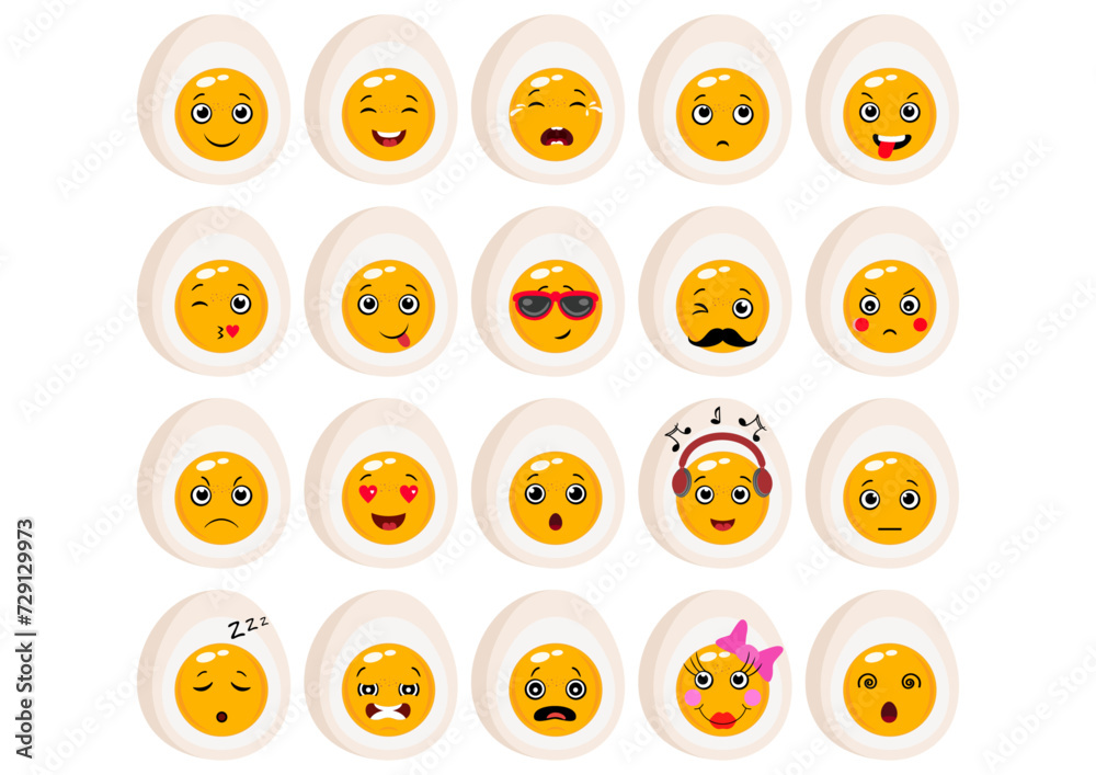 Half boiled eggs with different faces expressions Half boiled eggs with different faces expressions