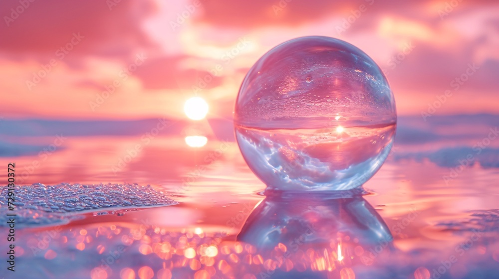 Glowing Glass Bubble in Pink Sky A Stunning Snap for the Month of Love Generative AI Glowing Glass Bubble in Pink Sky A Stunning Snap for the Month of Love Generative AI