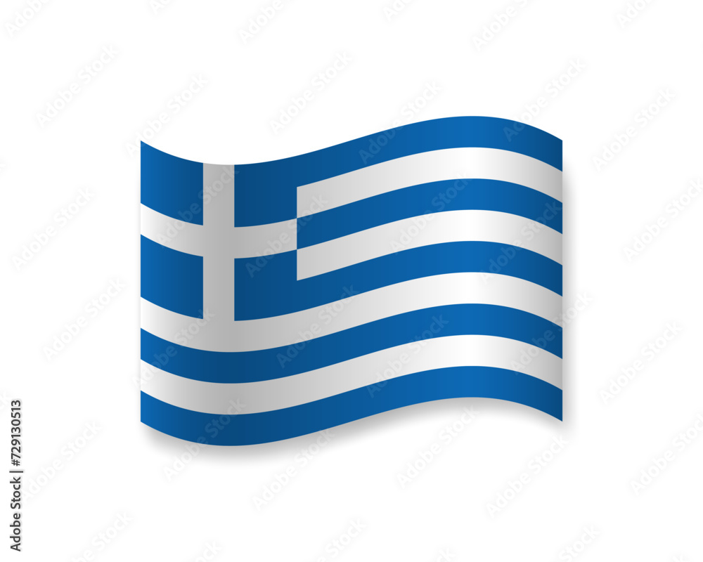 Obraz premium Flag of Greece flat icon. Wavy vector element with shadow. Best for mobile apps, UI and web design.