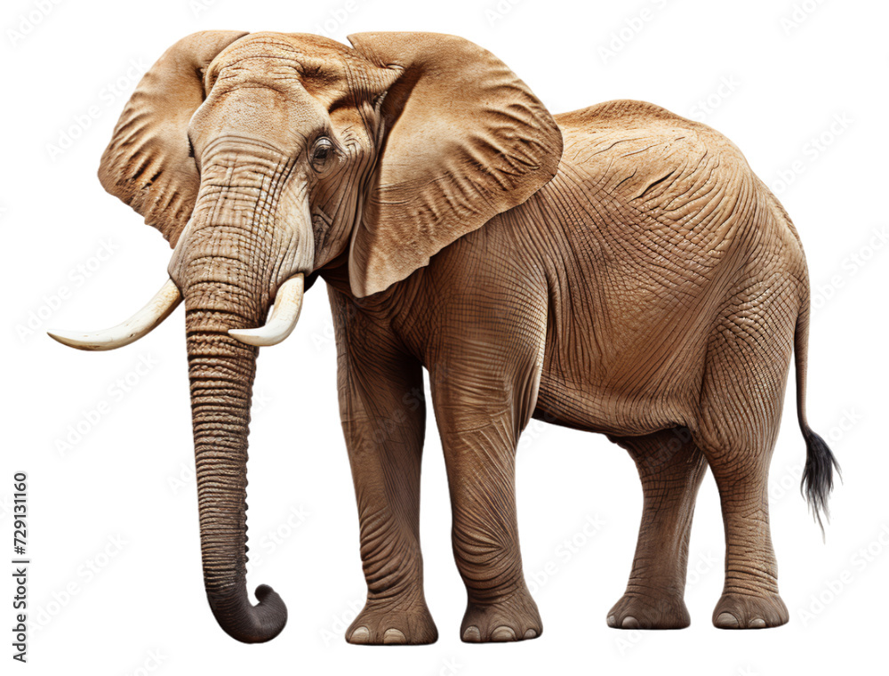 Obraz premium portrait of adult elephant looking forward isolated on transparent background, generative ai