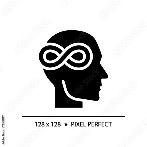 Autism awareness black glyph icon. Intellectual disability, cognitive development. Social interaction issues. Silhouette symbol on white space. Solid pictogram. Vector isolated illustration