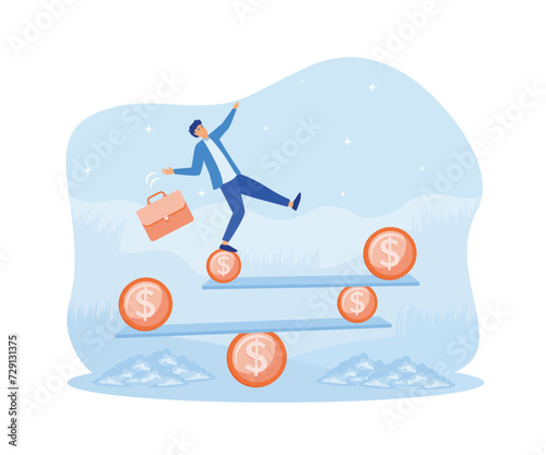 Businessmen suffer due to financial instability, uncertainty or unstable investment market. flat vector modern illustration 