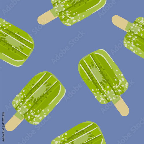 illustration seamless pattern summer kiwi icecream