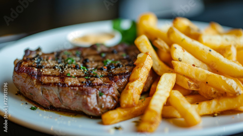 Grilled steak with fries