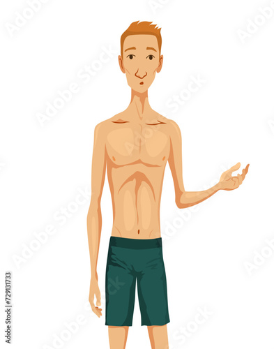 Weak man. Vector flat cartoon illustration