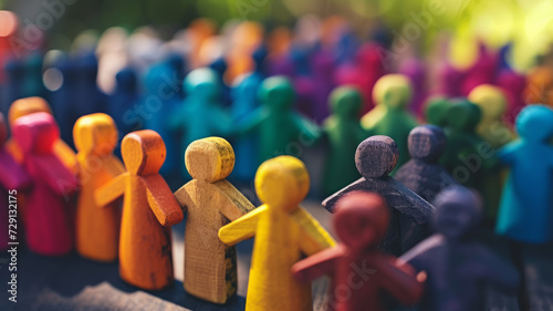 Wallpaper Mural A group of wooden colored figures of people. Torontodigital.ca