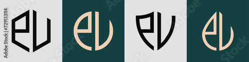 Creative simple Initial Letters PU Logo Designs Bundle.