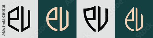 Creative simple Initial Letters PV Logo Designs Bundle.
