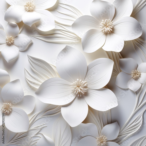 Floral Elegance  White Botanical Design - made with Generative AI 