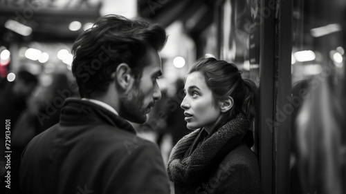 Portrait of a couple in love on a city street.