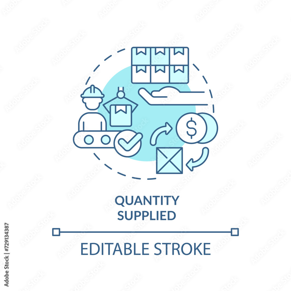 Quantity supplies soft blue concept icon. Specific amount of products for selling at given price. Round shape line illustration. Abstract idea. Graphic design. Easy to use in brochure marketing