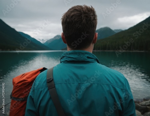 a man is looking at water