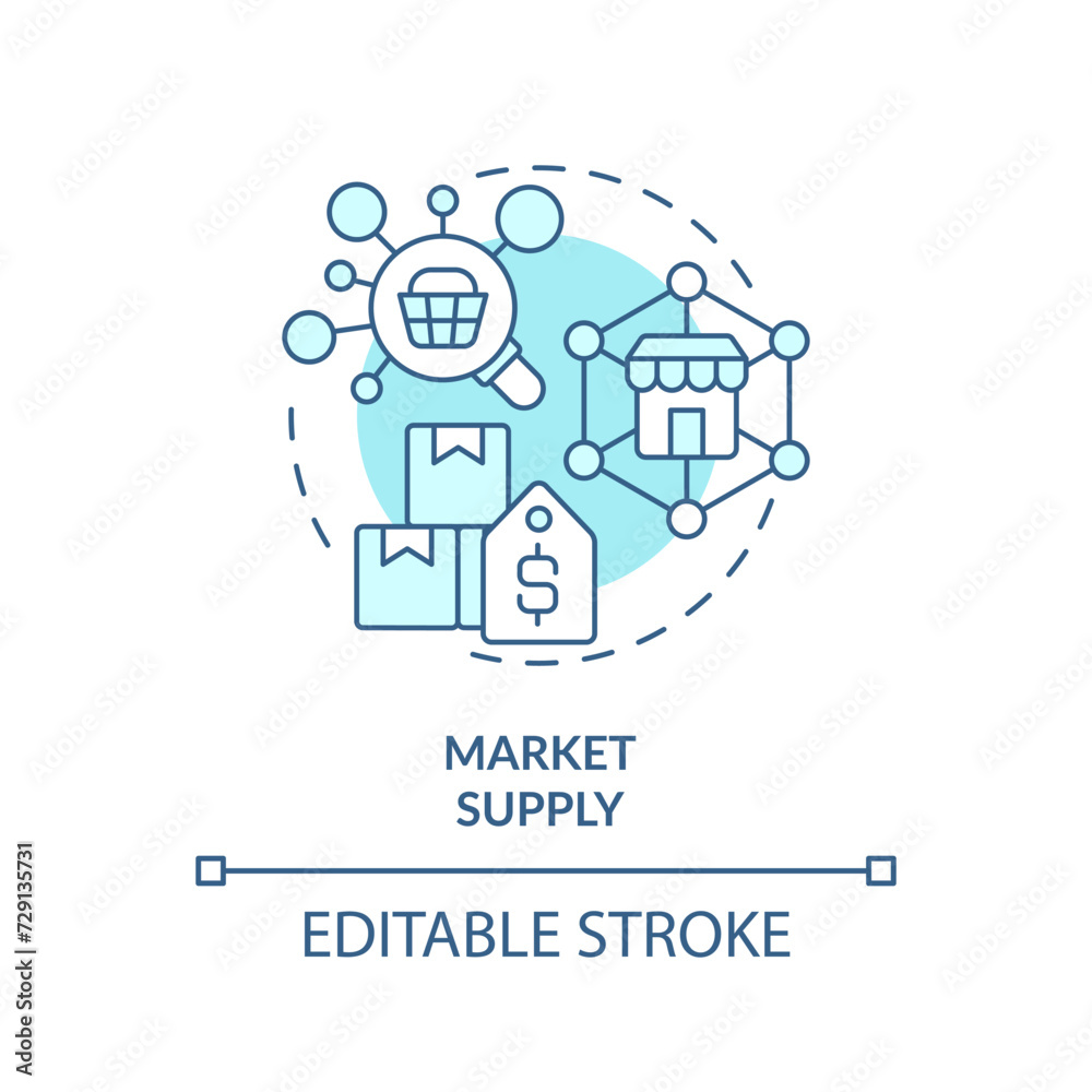 Market supply soft blue concept icon. Products available for sale in market. Producers supplies. Round shape line illustration. Abstract idea. Graphic design. Easy to use in brochure marketing