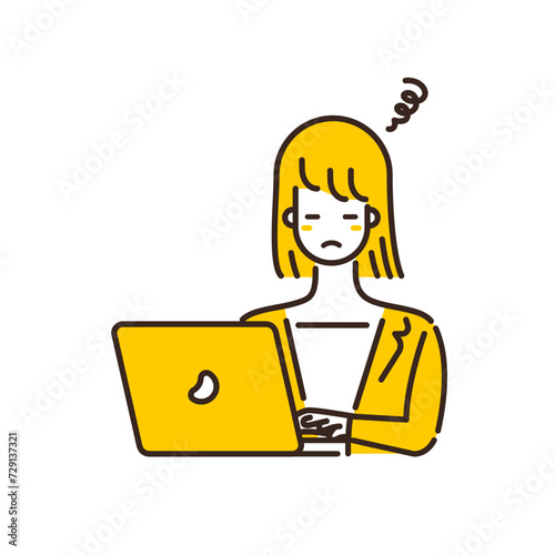 パソコンを使っているビジネスパーソンのイラスト