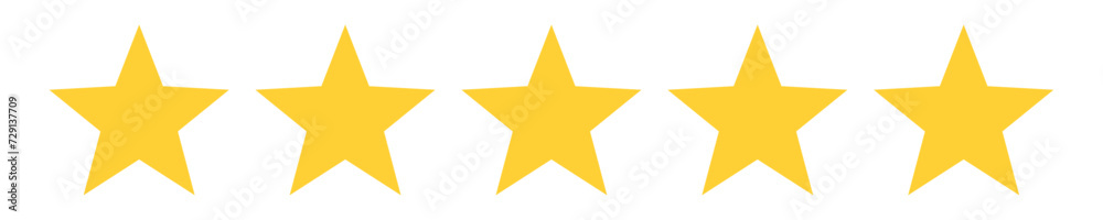 Five stars rating icon isolated on transparent background.  
