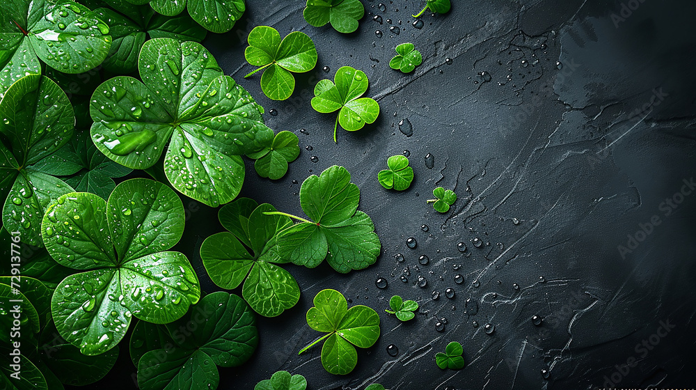 Green clovers of saint patricks day as simple background