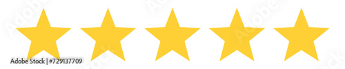 Five stars rating icon isolated on transparent background. 