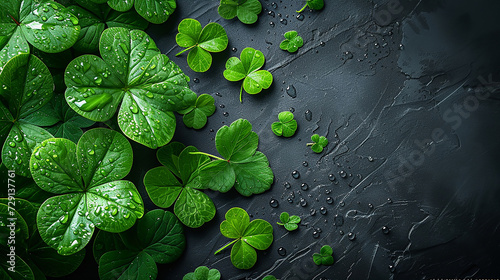 Obraz na płótnie Green clovers of saint patricks day as simple background w salonie
