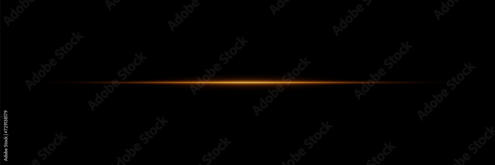 Golden explosion of light with sparks. Abstract glowing line, magic dust on a black background.