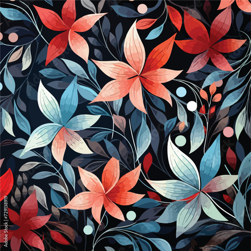 Beautiful floral motif. Leaves intertwined i