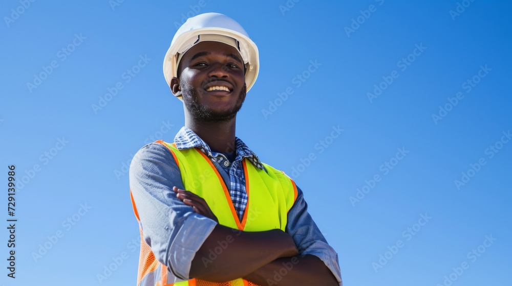 confident construction worker with arms crossed