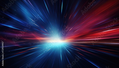 Futuristic speed motion with blue and red rays of light abstract background