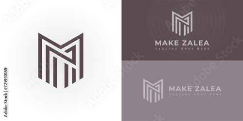 abstract initial letter MZ or ZM logo in brown color isolated in white and brown background applied for clothing brand logo also suitable for the brands or companies that have an initial name ZM or MZ