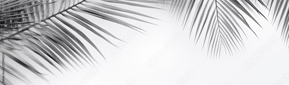 Naklejka premium Light gray coconut leaves and palm leaves on a white background.