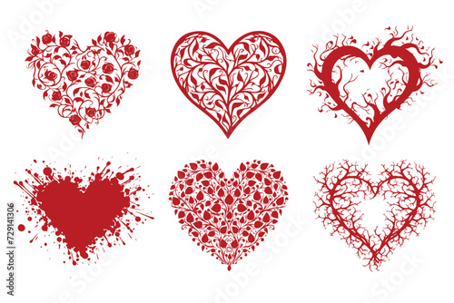 Ornamental artistic valentine heart vector silhouette.
