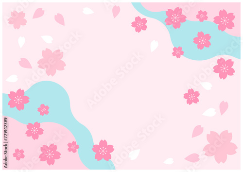 桜の花が美しい春の桜フレーム背景32桜色