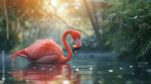 the world of natural wonder as a Flamingo enjoys a fantastic meal