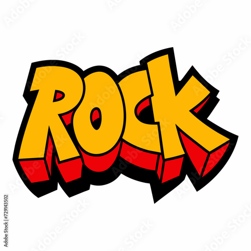 The word ROCK in street art graffiti lettering vector image style on a white background.