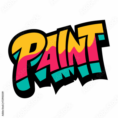 The word PAINT in street art graffiti lettering vector image style on a white background.
