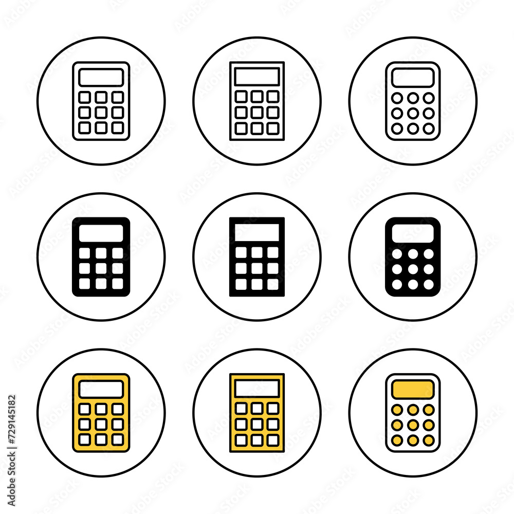 Calculator icon set vector. Accounting calculator sign and symbol. Calculator icon set vector. Accounting calculator sign and symbol.
