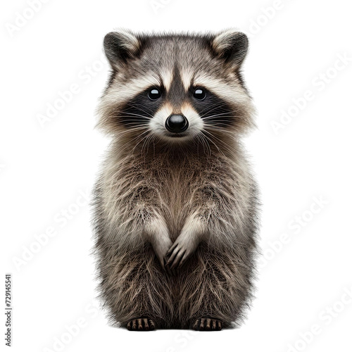 close up of a raccoon isolate on white photo