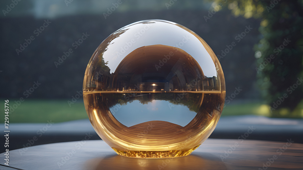 Light sphere globe closeup glass outdoor ball reflection nature landscape background crystal travel