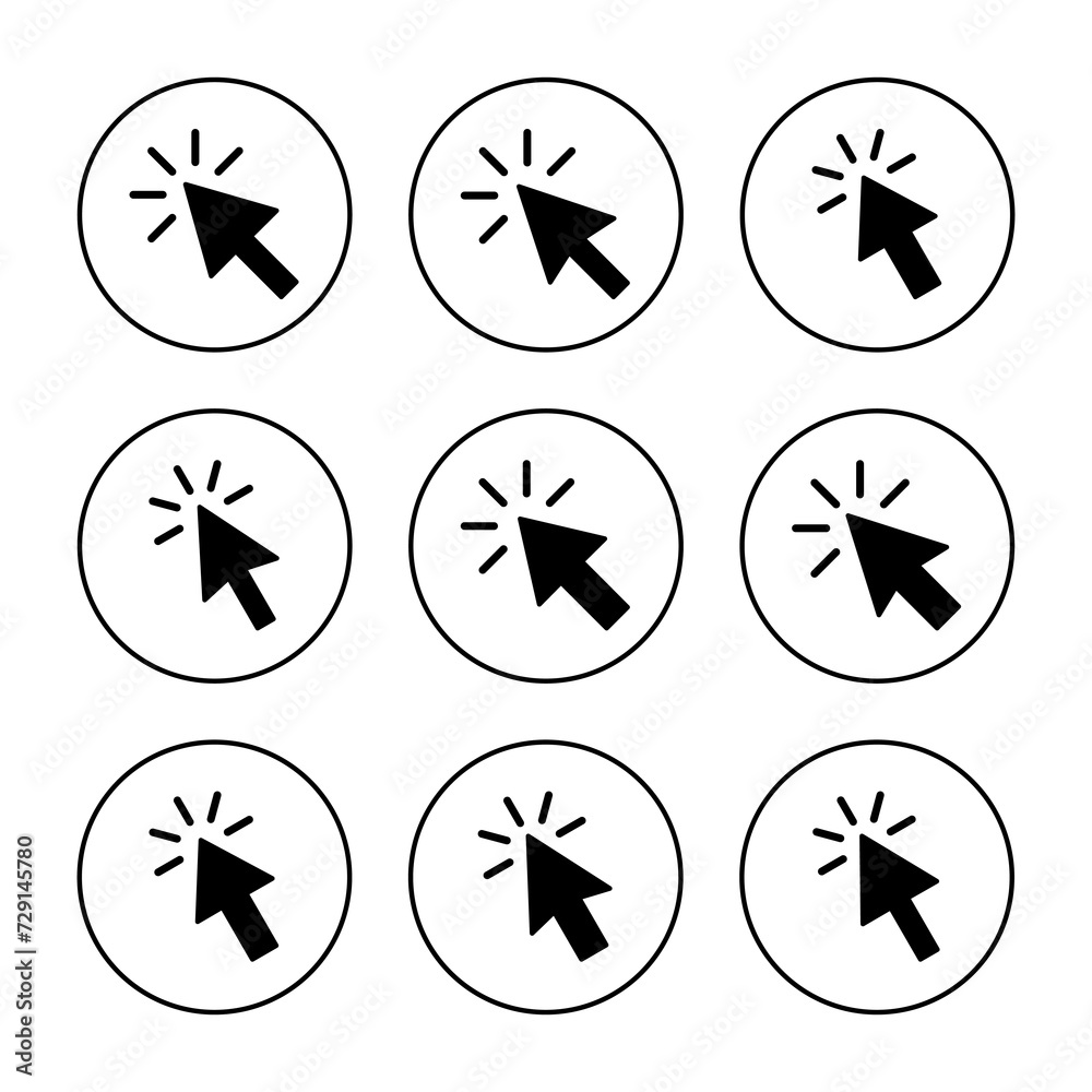 Click icon set vector. pointer arrow sign and symbol. cursor icon Click icon set vector. pointer arrow sign and symbol. cursor icon