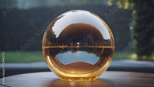 Light sphere globe closeup glass outdoor ball reflection nature landscape background crystal travel