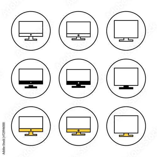 Computer icon set vector. computer monitor sign and symbol