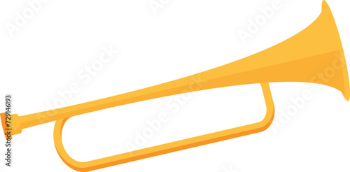 Golden horn trumpets musical instrument flat vector illustration