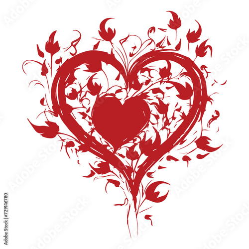 Ornamental artistic valentine heart vector silhouette. 