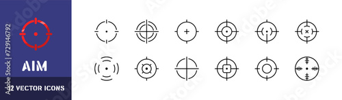 Aim icon set. Sight icons. Linear style. Vector icons