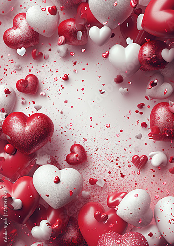 red hearts background, generative ai